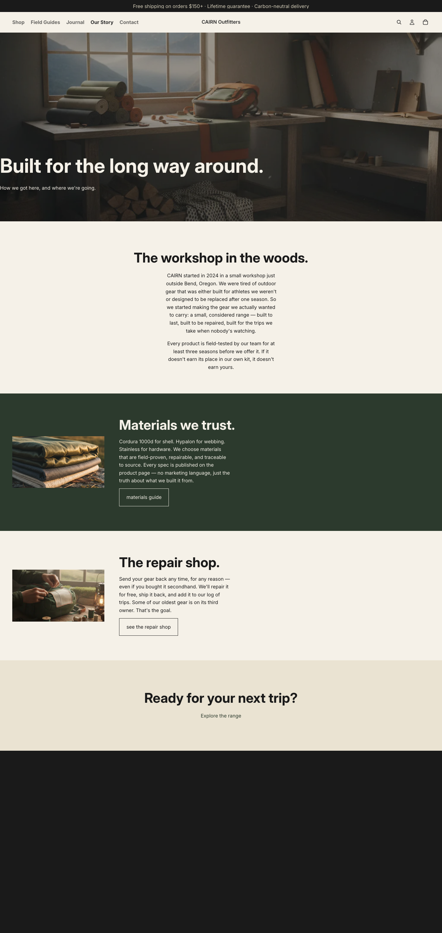 CAIRN Outfitters about page