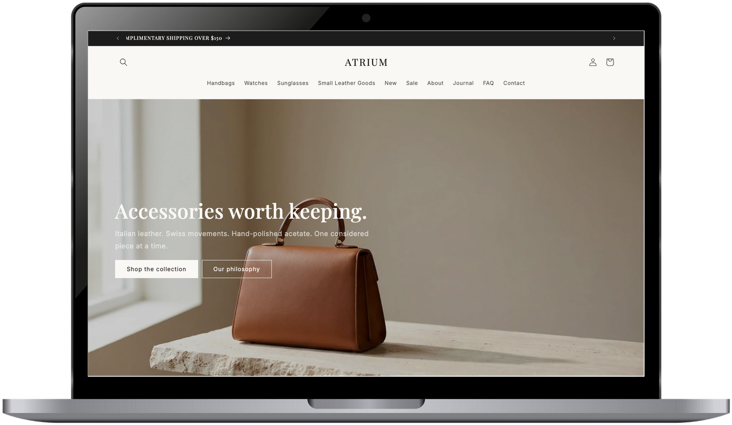Laptop mockup - ATRIUM fashion accessories store