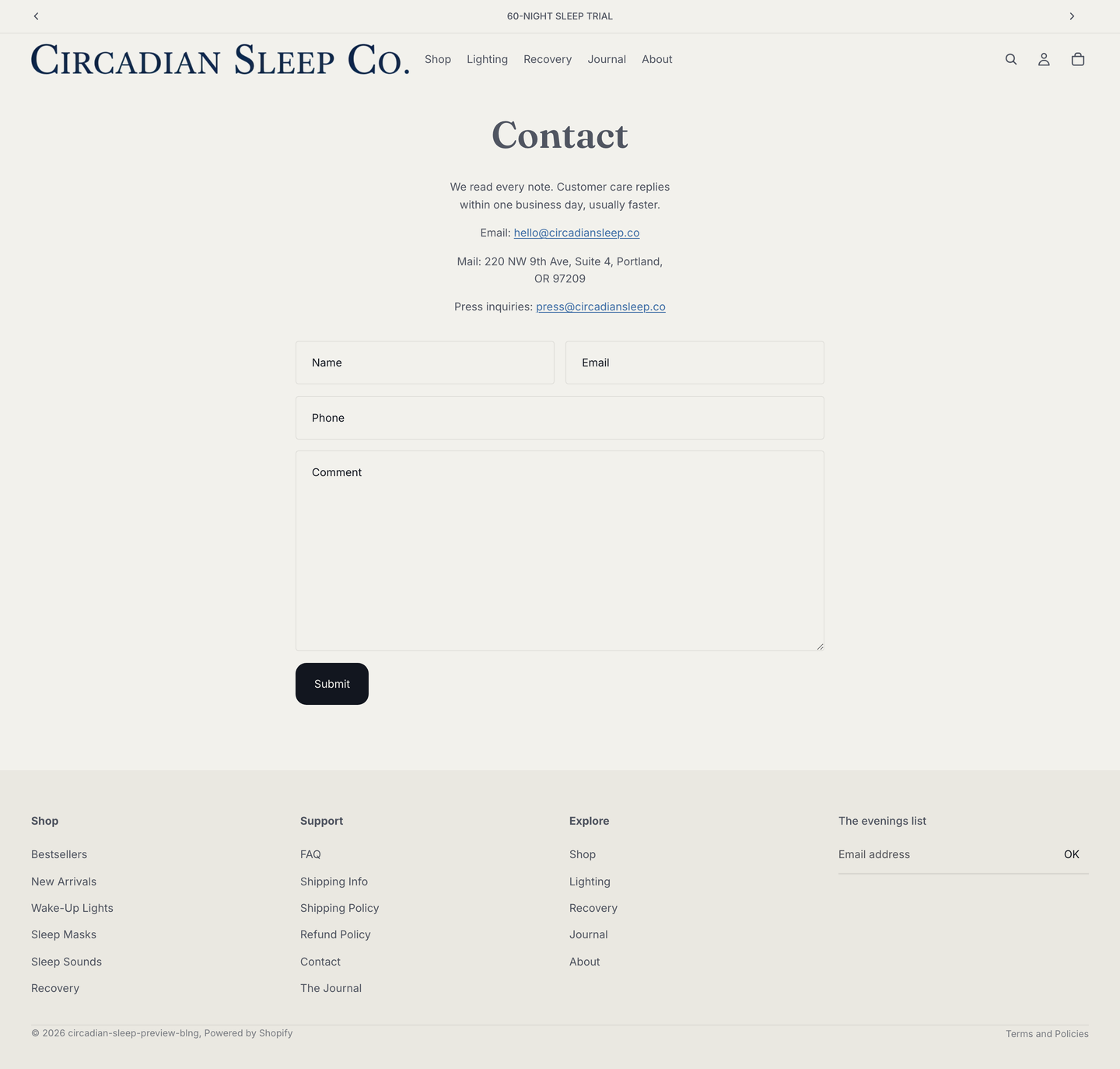 Contact page