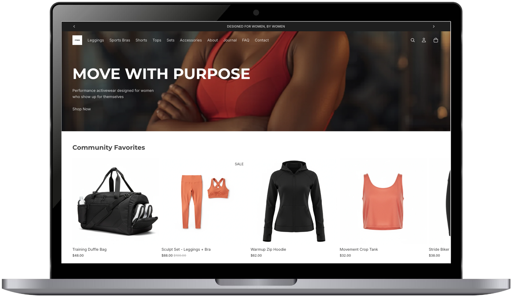 Women's activewear laptop mockup