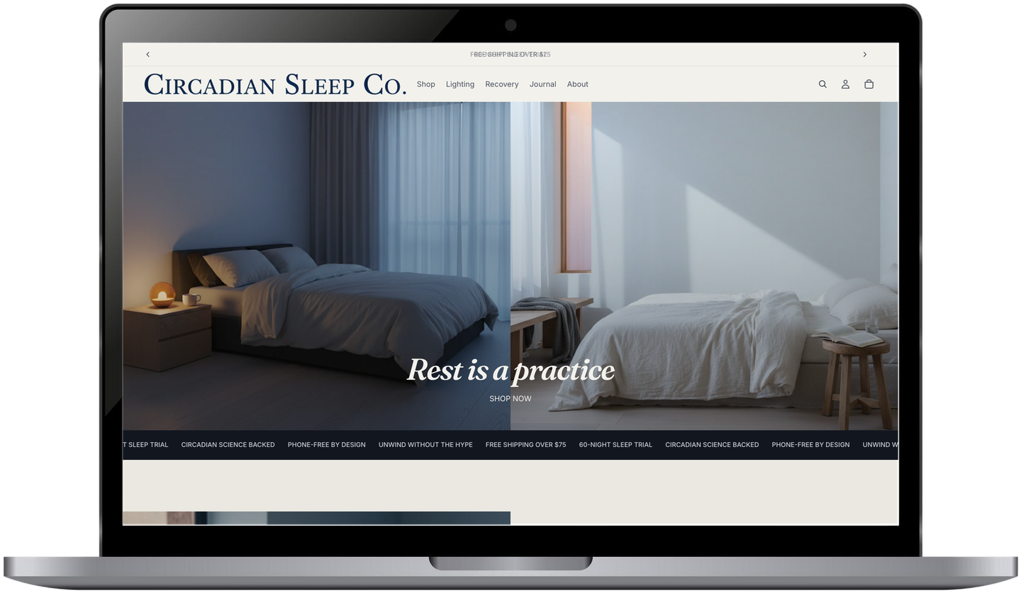 Circadian Sleep laptop mockup
