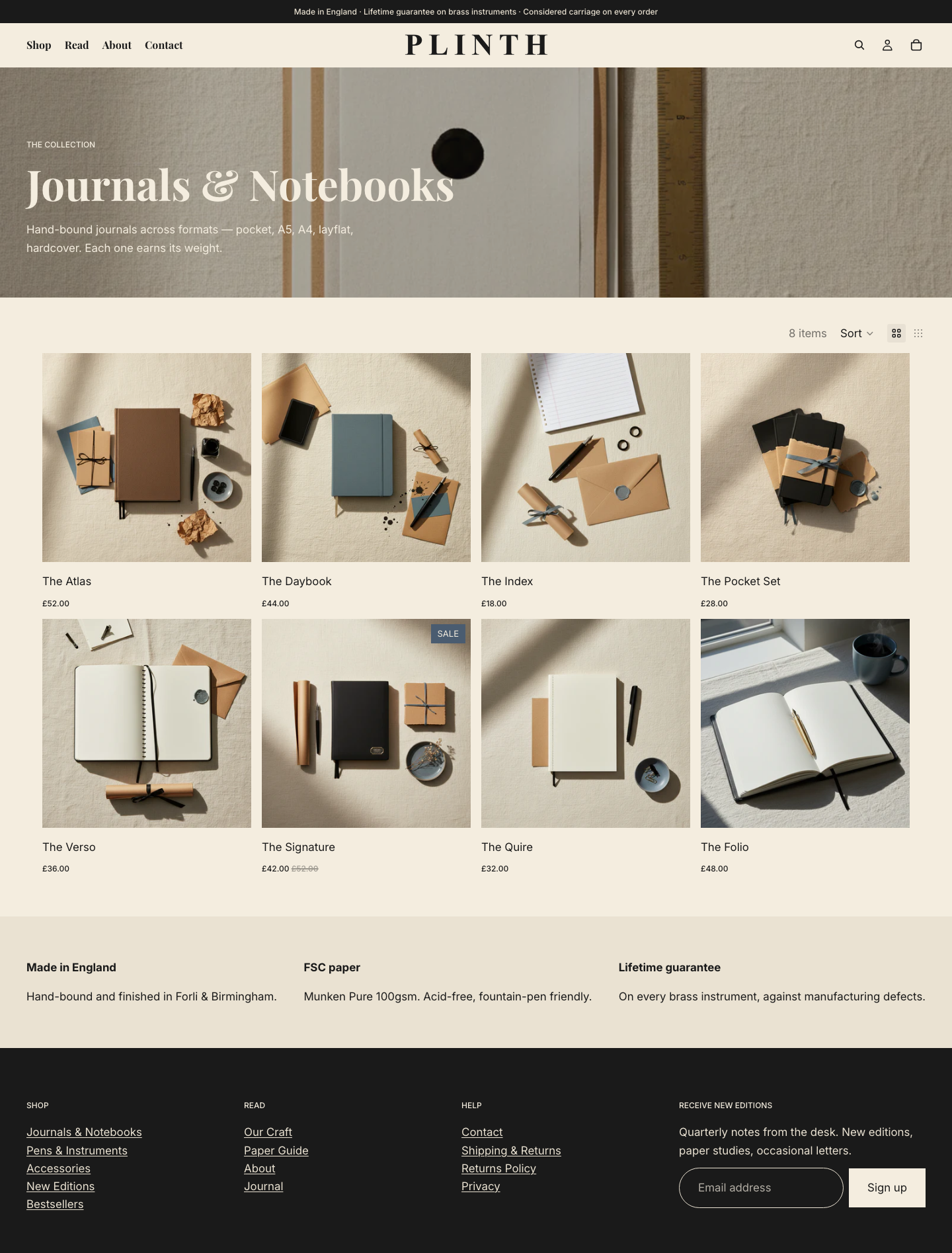 PLINTH Journals & Notebooks collection