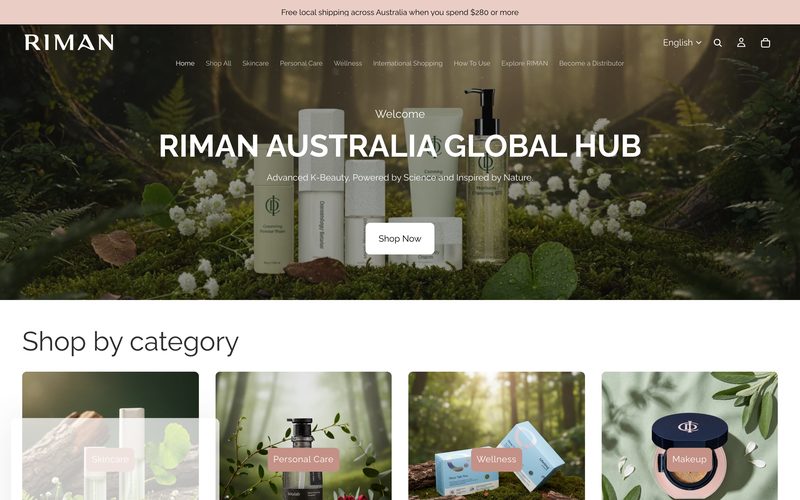 RIMAN Australia Shopify storefront, including product and collection presentation